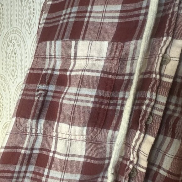 American Eagle Womens XS Plaid Hooded Crop Long Sleeve Button Down Hood - Picture 3 of 7